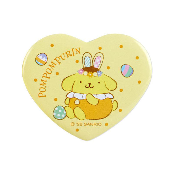 Pompompurin Bunny Rosette Keychain with Heart Shaped Pin Sanrio Japan