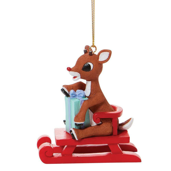 Rudolph on Red Sled Christmas Ornament Department 56