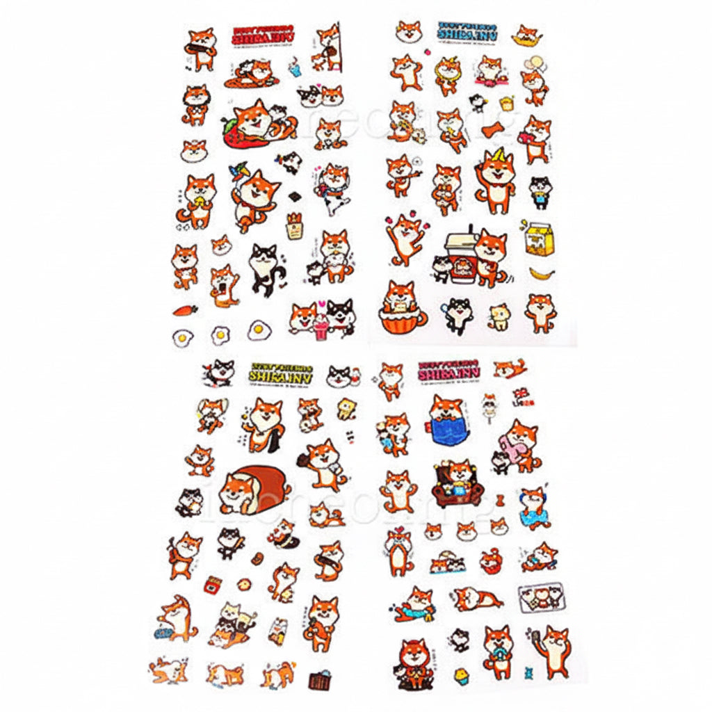 Shiba Inu Sticker Sheets Kawaii Stationery Craft Diary (1 random)