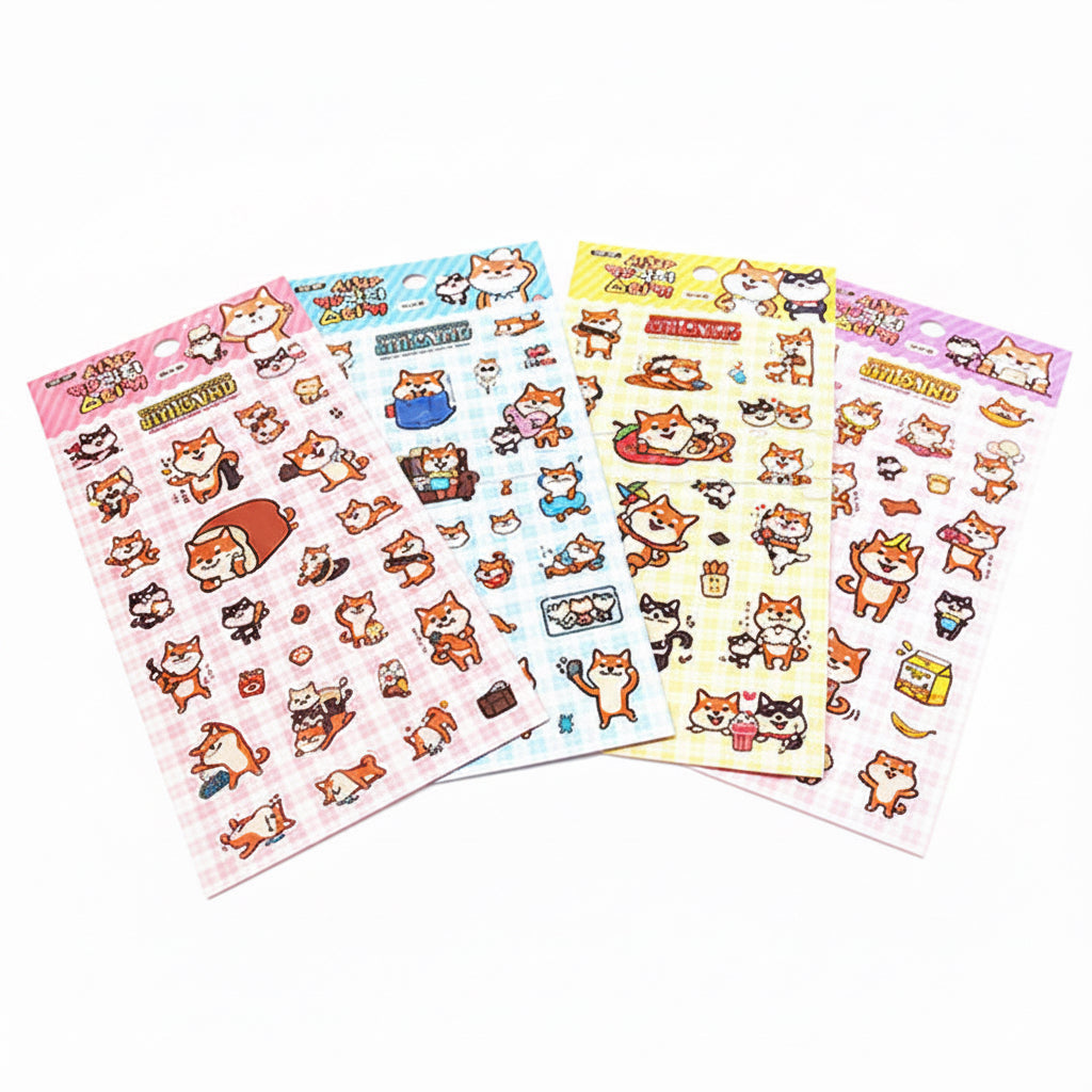 Shiba Inu Sticker Sheets Kawaii Stationery Craft Diary (1 random)