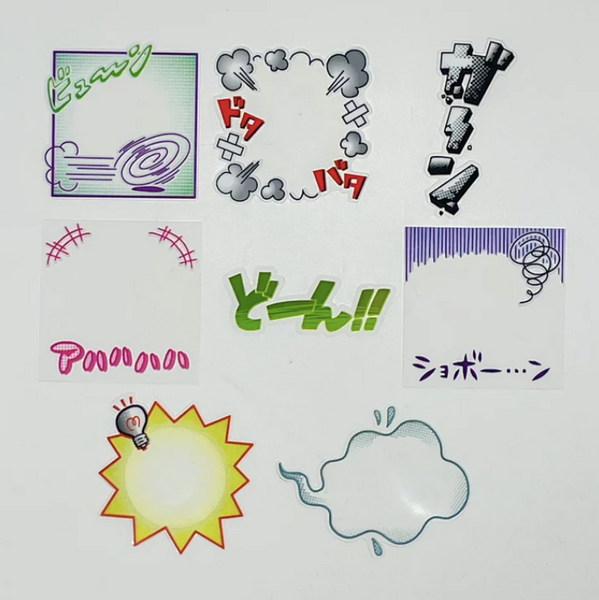3 x Comic Bubble Stickers Mind Wave Japanese Stationery