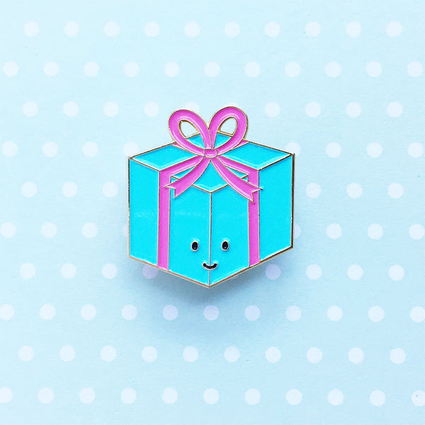 Kawaii Enamel Pin Joyful Gift Box Brooch